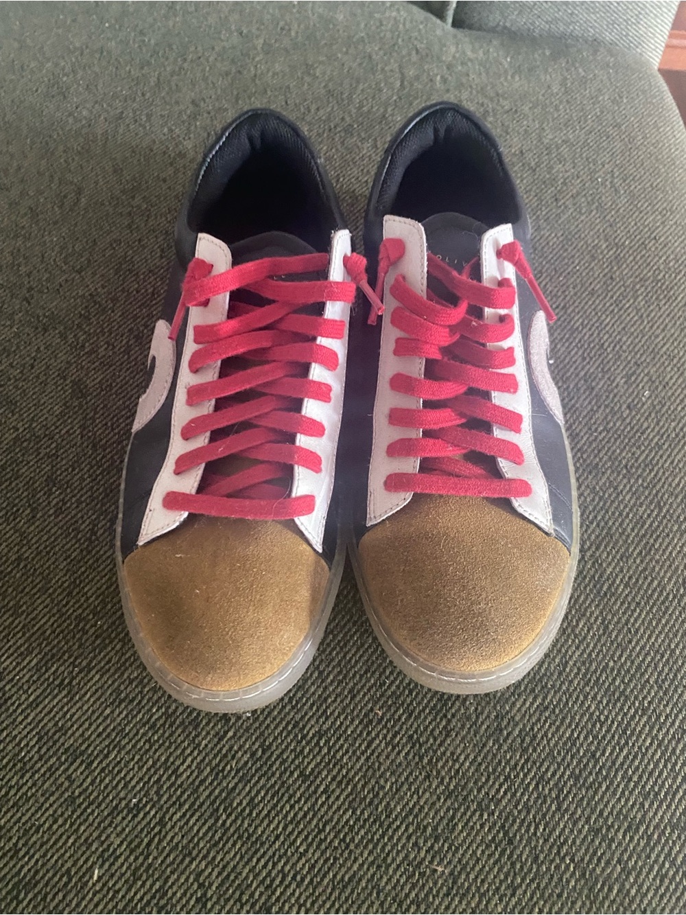 Oliver Cabell Two-Tone Suede & Leather Sneakers with Red Laces